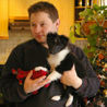 Matin de No�l 2008 � Maz� (Maine et Loire), chez mes parents. Manveru et Lorelei pr�s du sapin. :)